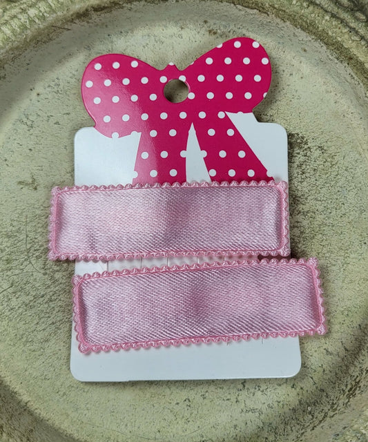 Kind klikspeld rechthoek satijn roze